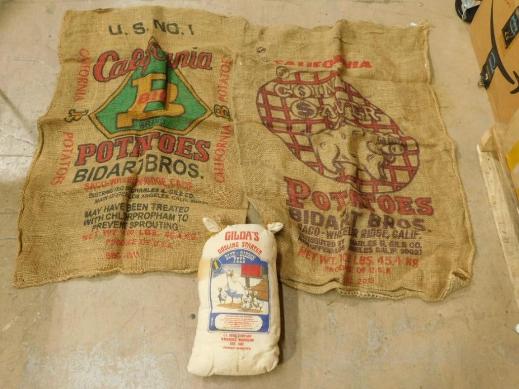 Vintage Potato Sacks - California Bidart Bros and Gilda's Gosling Starter Feed pillow: Vintage Potato Sacks - California Bidart Bros and Gilda's Gosling Starter Feed pillow