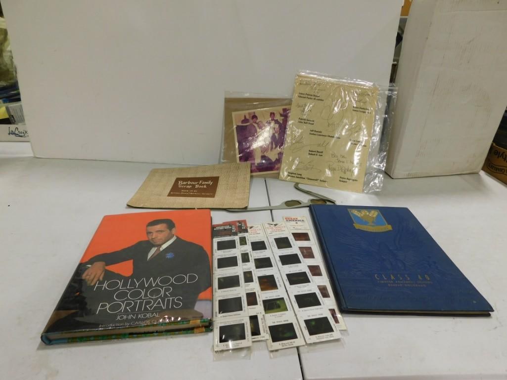 Ephemera / Media lot including Vintage Color slides, autographs (No COAs), Scrap Book, Color Portrai (1 of 5)