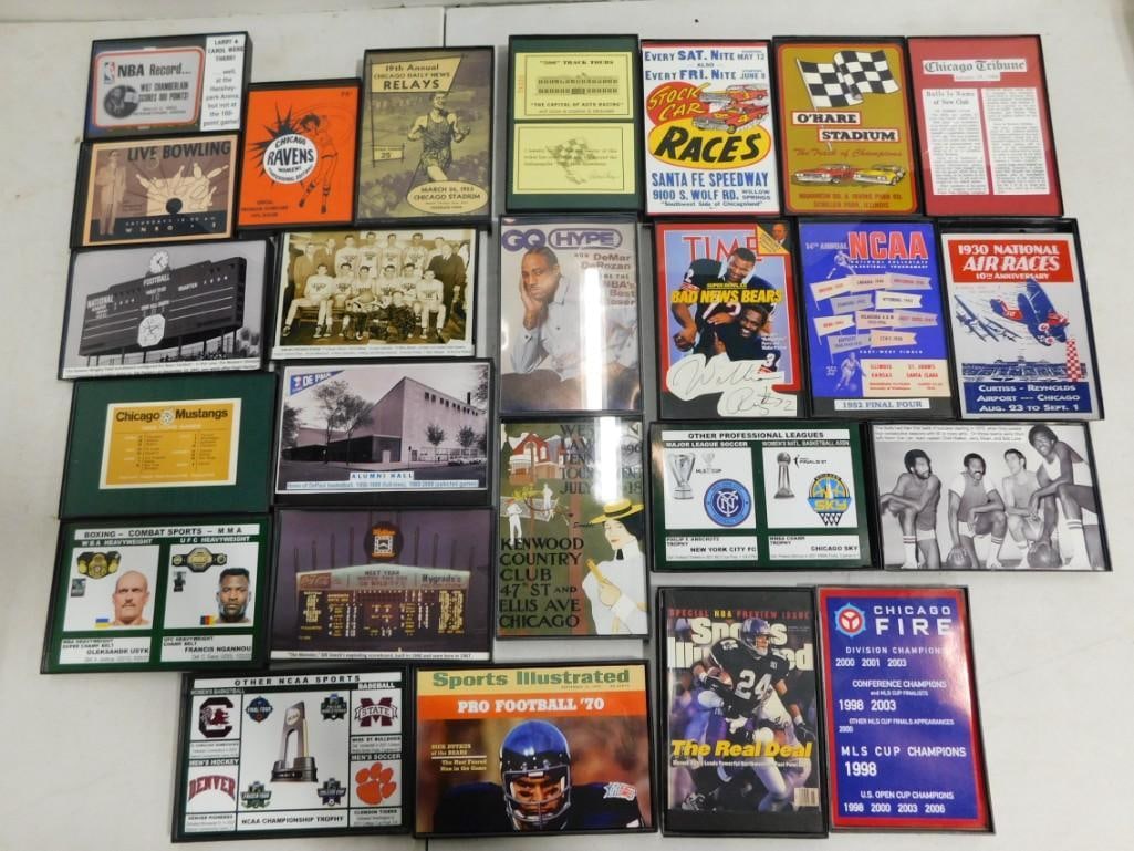 Lot of 25 small framed Sports ephemera pieces, Schedules, Pictures, programs, etc. (1 of 5)