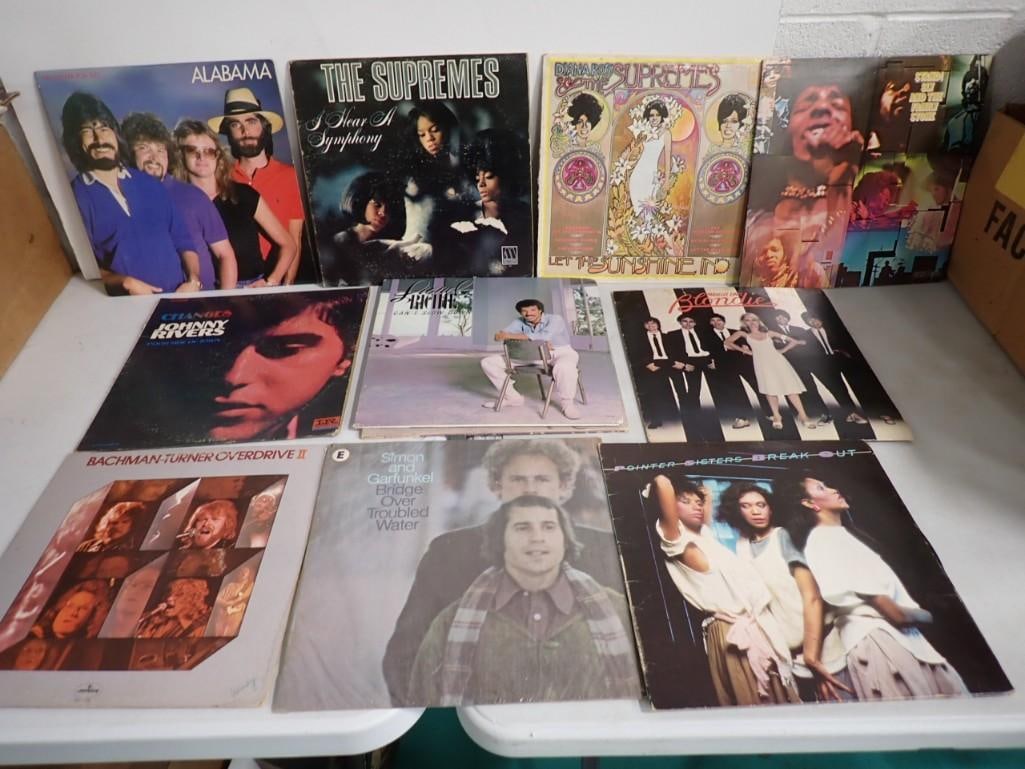 Vinyl Records including Simon and Garfunkel, Pointer Sisters, Supremes, Alabama, Johnny Rivers, Blon (1 of 7)
