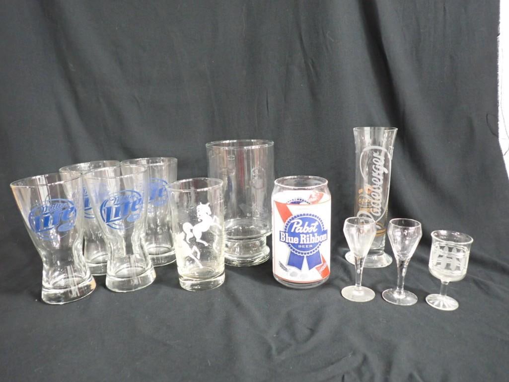 Lot of Beer Glasses incl Radesberger, Pabst Blue Ribbon, Miller lite, Etc (1 of 19)