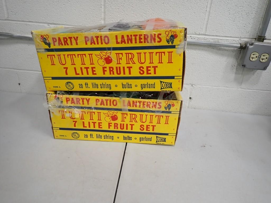 2 Tutti Fruiti 7 Light Fruit Sets Party Patio Lanterns in Original Boxes (1 of 2)