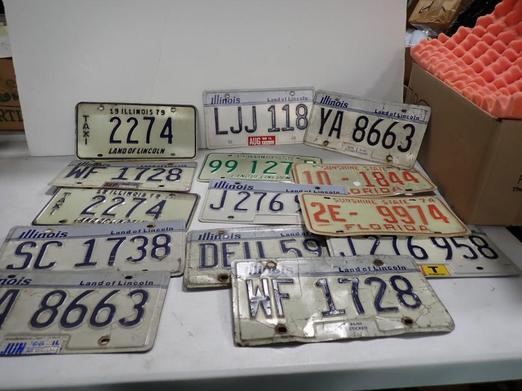 14 License Plates incl Illinois and Florida (1 of 4)