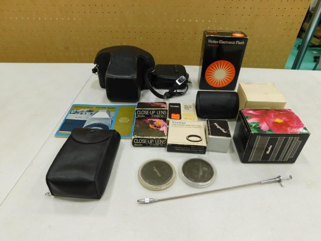 Camera Lot incl Mamiya / Sekor 500 DTL Camera, Bell & Howell / Canon Demi Camera, Lenses, Cases, Etc (1 of 13)