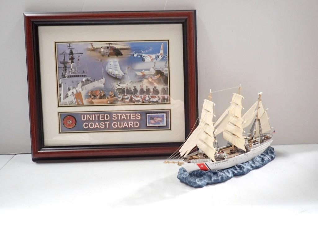 U.S. Coast Guard Lot including Framed Picture and Model Boat (1 of 8)