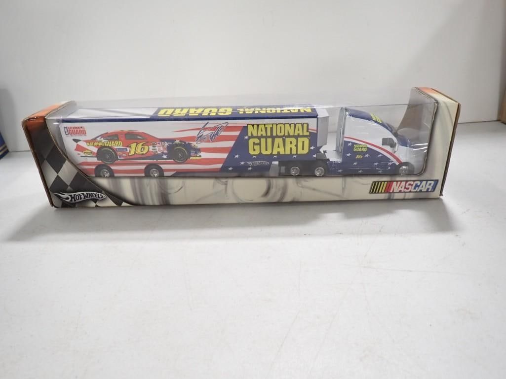 Hot Wheels Nascar National Guard Semi Trailer Model Truck in original box: Hot Wheels Nascar National Guard Semi Trailer Model Truck in original box