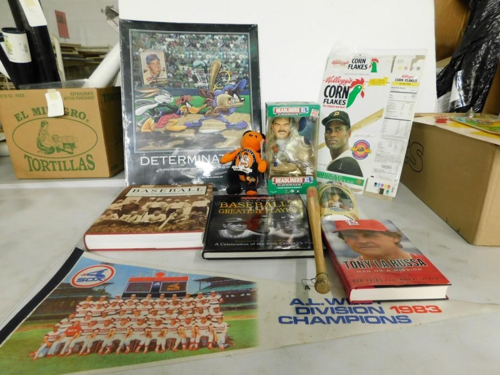 Sports lot including Roberto Clemente, David Wells, Cal Ripken, Players Book, 1983 White Sox Pennant (1 of 7)