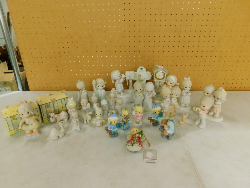 Precious Moments Lot including Clock, regular figurines, ornaments, some boxed, bag of small ones, e (1 of 9)