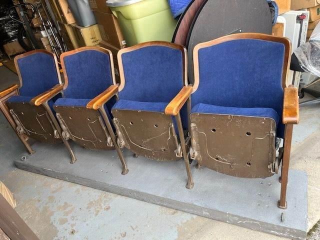 4 Vintage Or Antique Movie Theater Seats Or Cinema Seating With