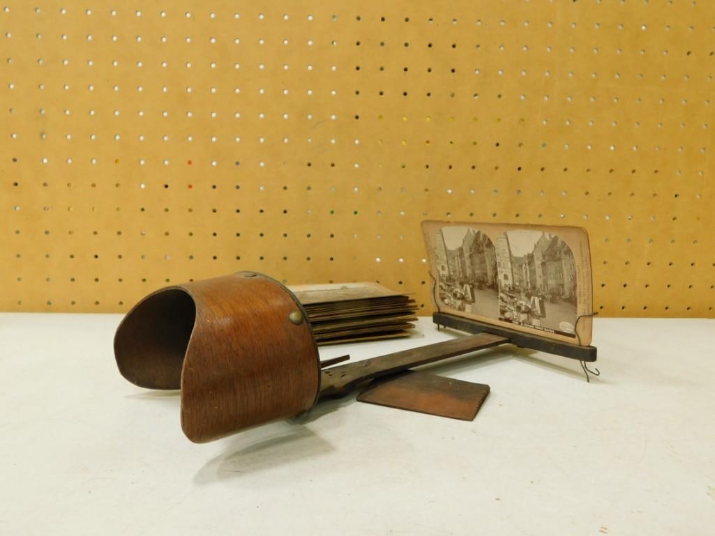 Antique Stereo Viewer with Cards: Antique Stereo Viewer with Cards