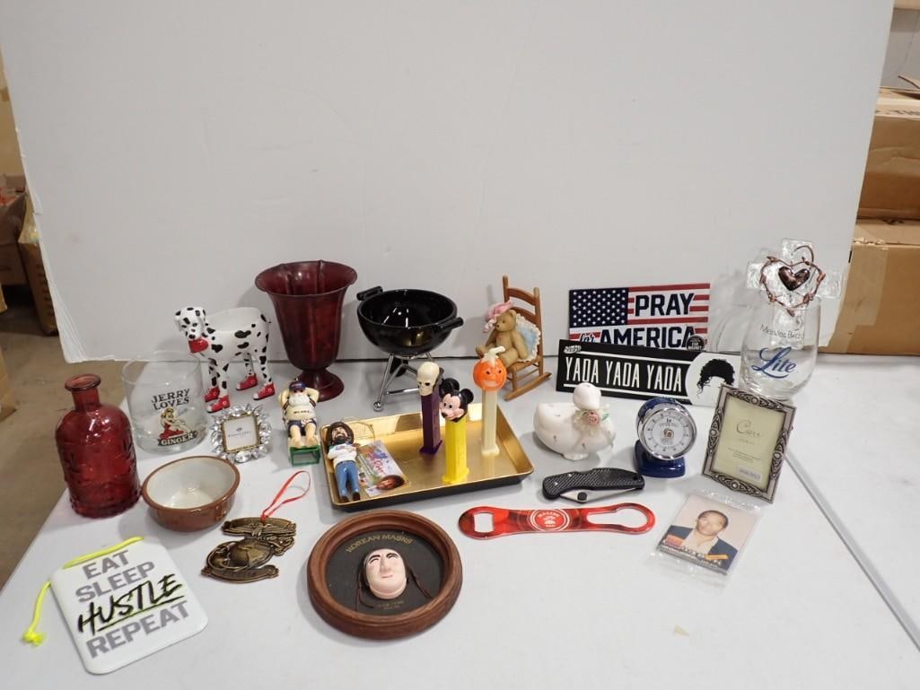 Lot of Smalls incl Meister Brau Glass, Metal Timer, Grille Bowl, Bear Figurine in a Rocking Chair, (1 of 11)