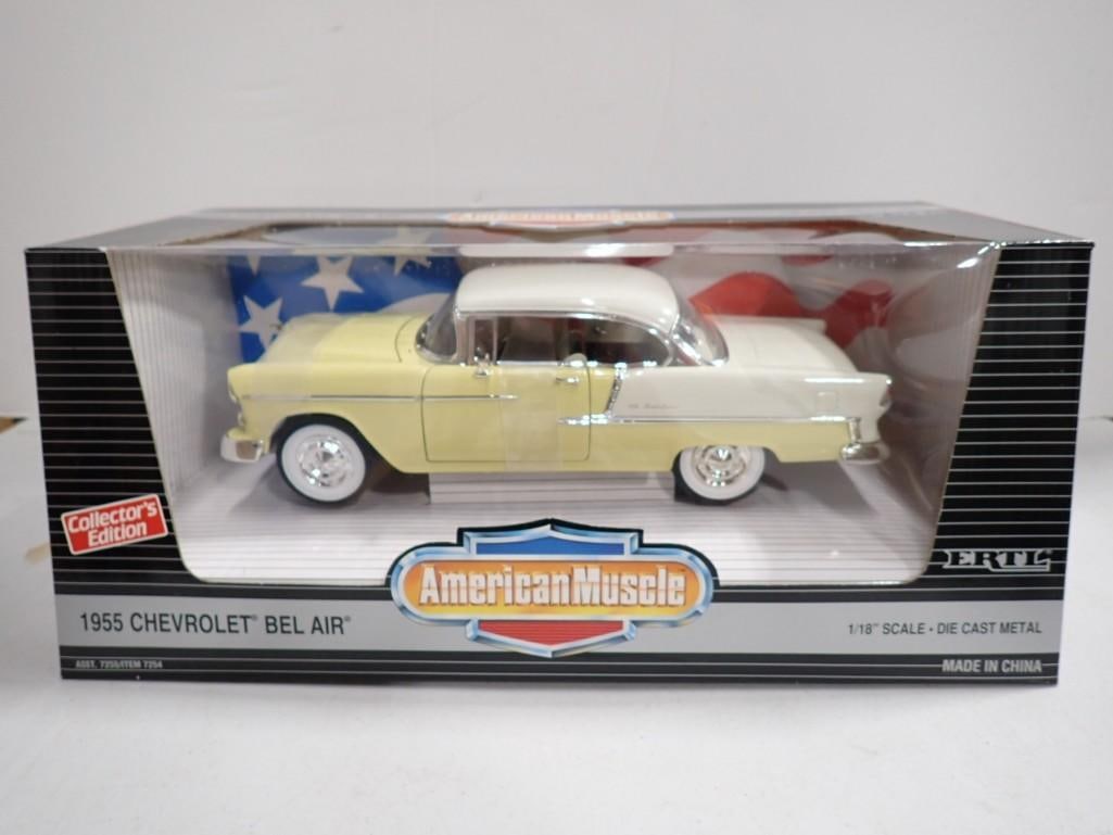 Die Cast 1955 Chevrolet Bel Air 1:18 Scale Model Car Ertl American Muscle in Original Box (1 of 9)