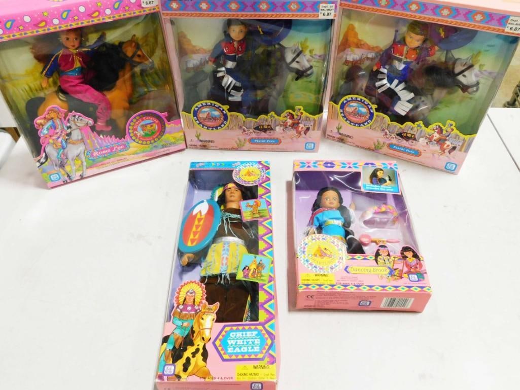 5 Native American Heartland Dolls New in Boxes incl Dancing Brook, Chief White Eagle,: 5 American Heartland Dolls New in Boxes incl Dancing Brook, Chief White Eagle Native American Doll, Rosa Lee, 2 Pistol Pete