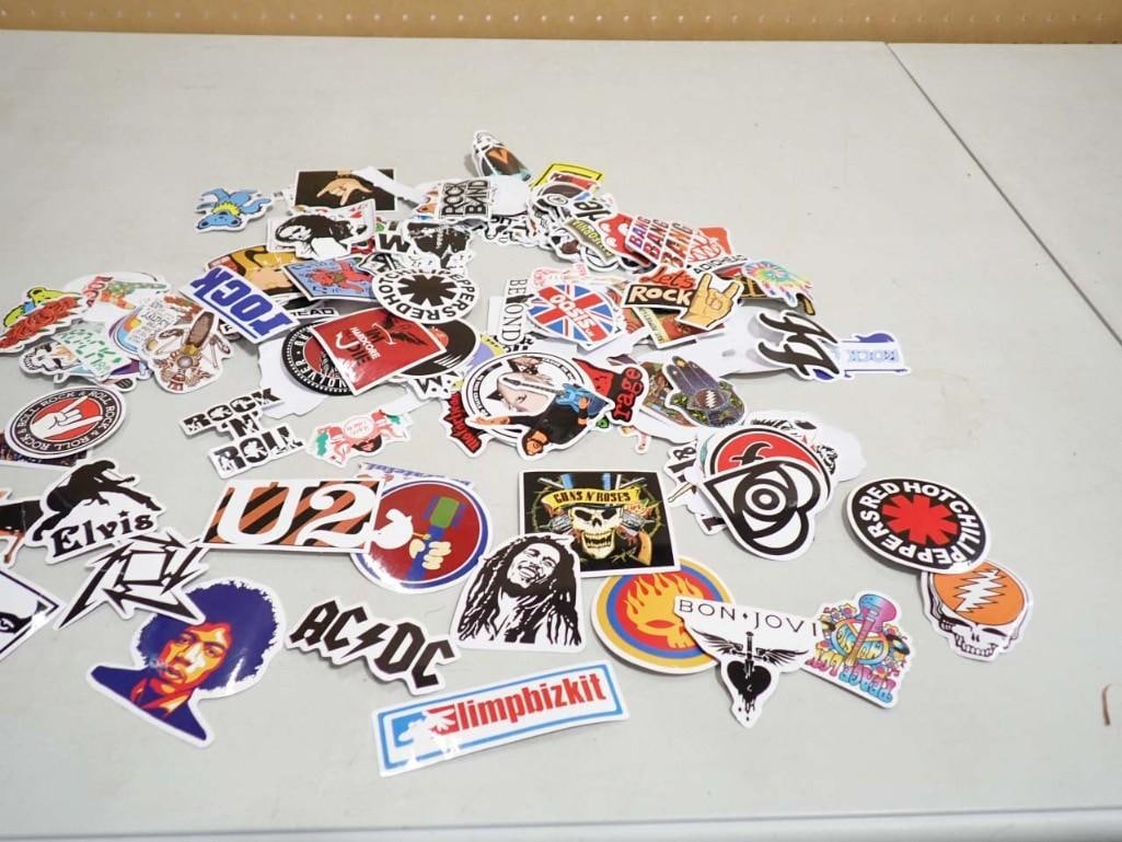 Mostly Rock Stickers incl AC DC, Bob Marley, Jimi Hendrix, U2, Grateful Dead, Oasis,: Mostly Rock Stickers incl AC DC, Bob Marley, Jimi Hendrix, U2, Grateful Dead, Oasis, Guns N' Roses, Red Hot Chili Peppers, Bon Jovi, Limpbizkit, etc