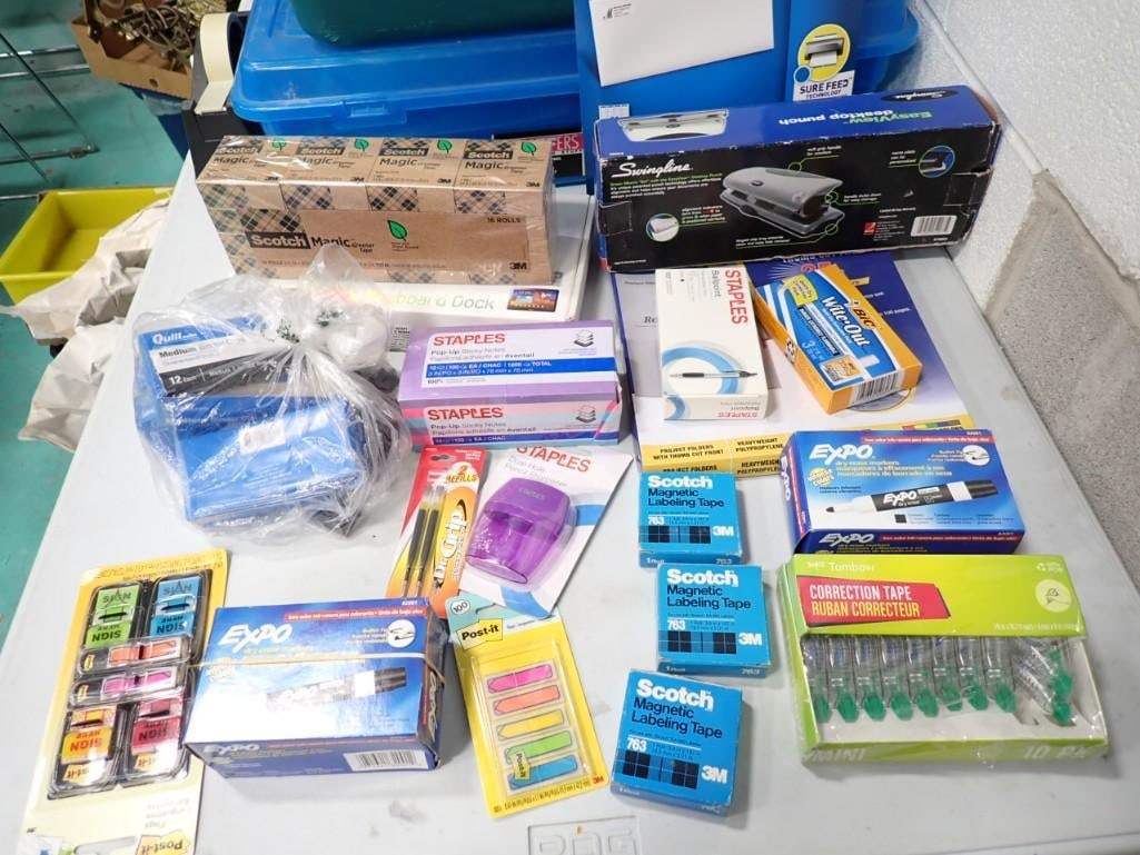 Lot of Office Suppl8ies incl Keyboard, Hole Punch, Markers, Tape, Staples, Binder Clips, Pencil Shar (1 of 5)