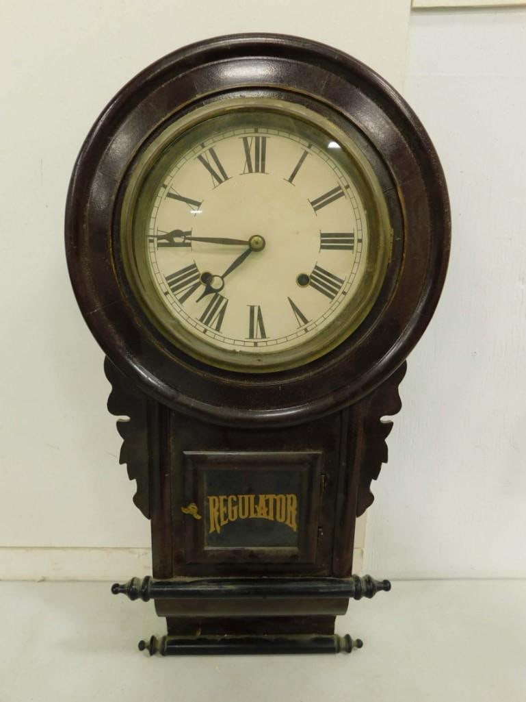 Antique Regulator Clock with Key and Pendulum (1 of 6)
