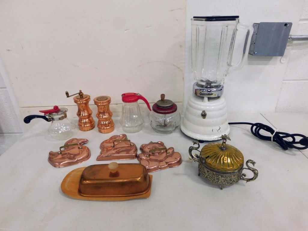 Vintage Kitchen with Vintage Osterizer Beehive Blender, Antique Sugar Bowl with Cherub on Top, Coppe (1 of 12)