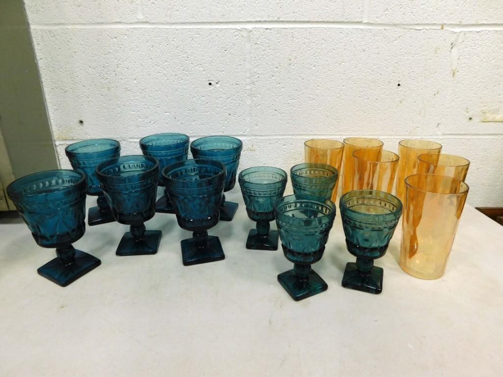 Drinkware incl Indiana Glass Colony Park Lane Blue Water Goblets and Smaller Stemware Glasses (1 of 3)
