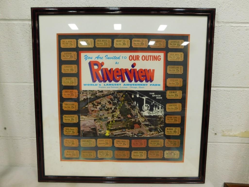 Riverview Amusement Park Chicago Collage in Ride Tickets and Picture Framed 23" x 22 1/2" (1 of 6)
