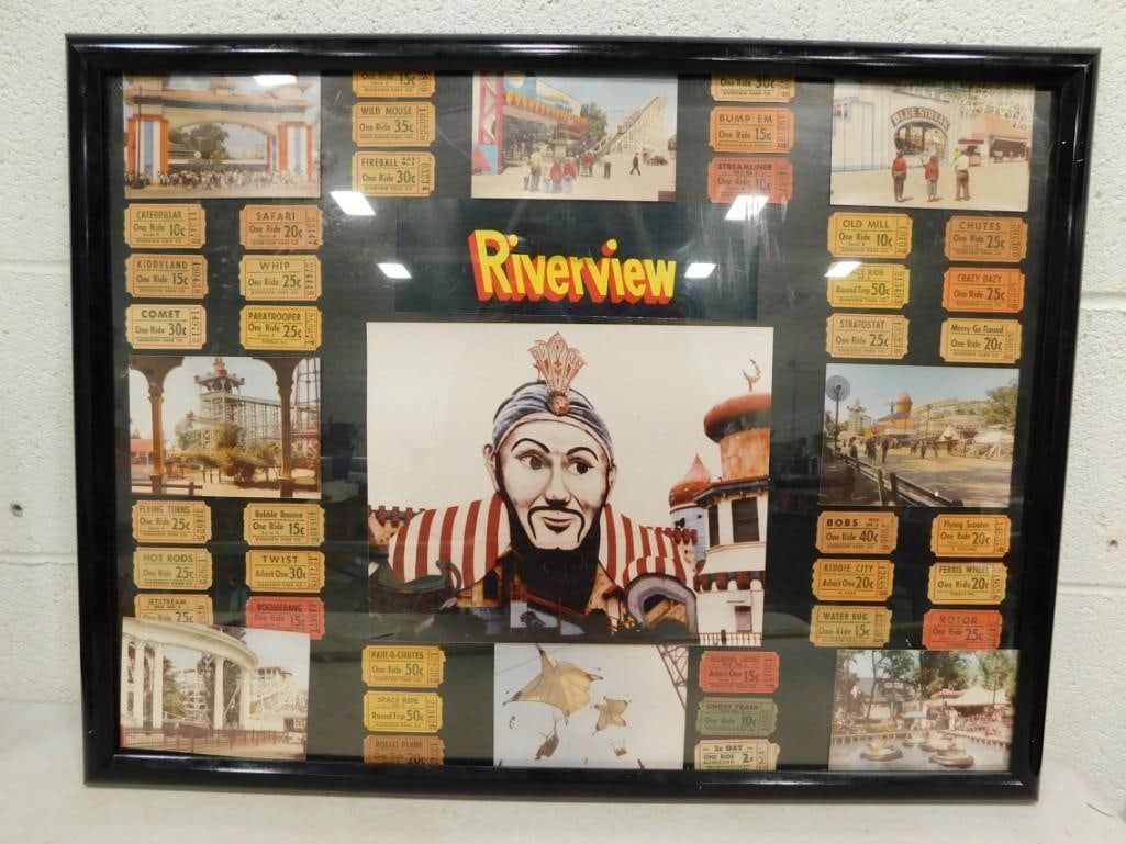 Riverview Amusement Park Chicago Collage in Ride Tickets and Pictures Framed 24 1/2' x 19 1/2' (1 of 7)