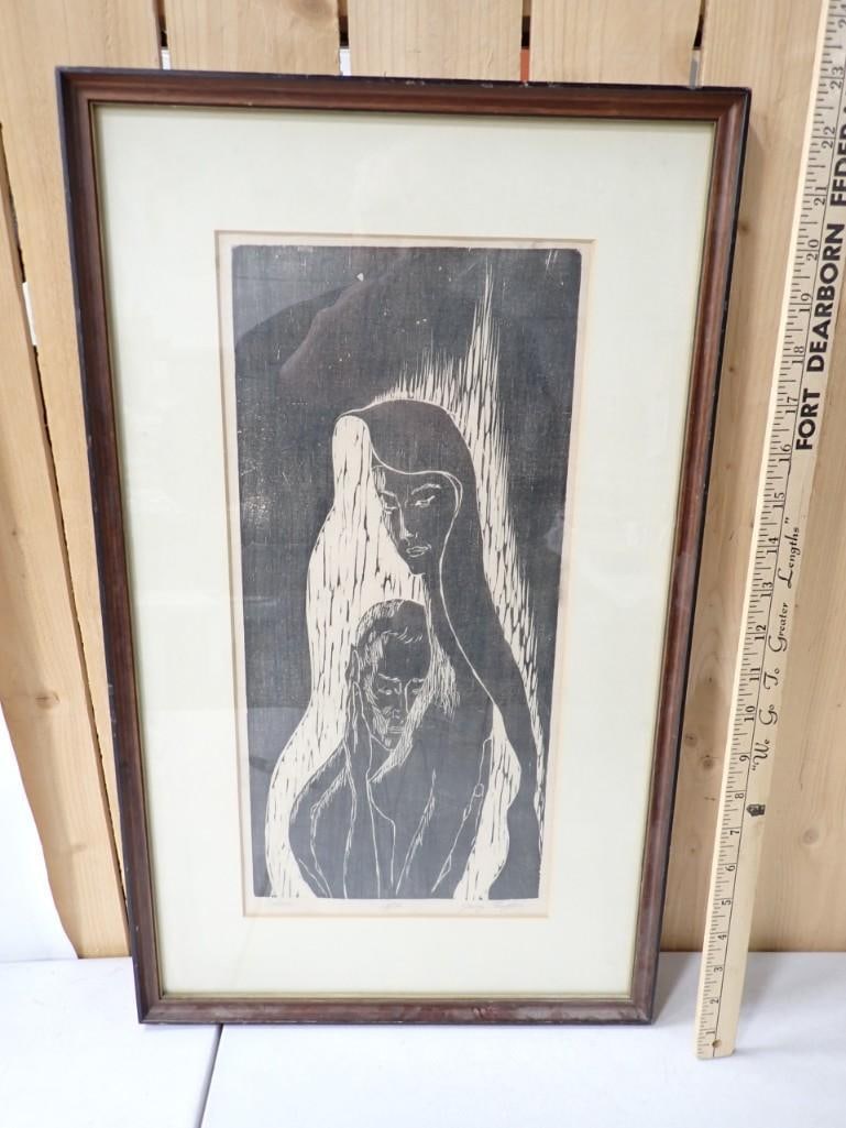 Framed Ganz Propper Signed Print "Solace" 1 of 50: Framed Ganz Propper Signed Print "Solace" 1 of 50 - measures roughly 14x23"