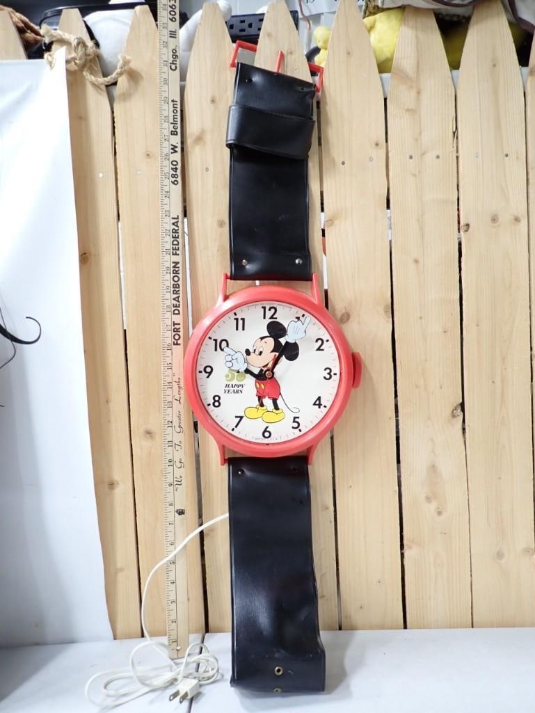 Walt Disney Mickey Mouse Wall Clock shaped like an oversized watch (1 of 3)