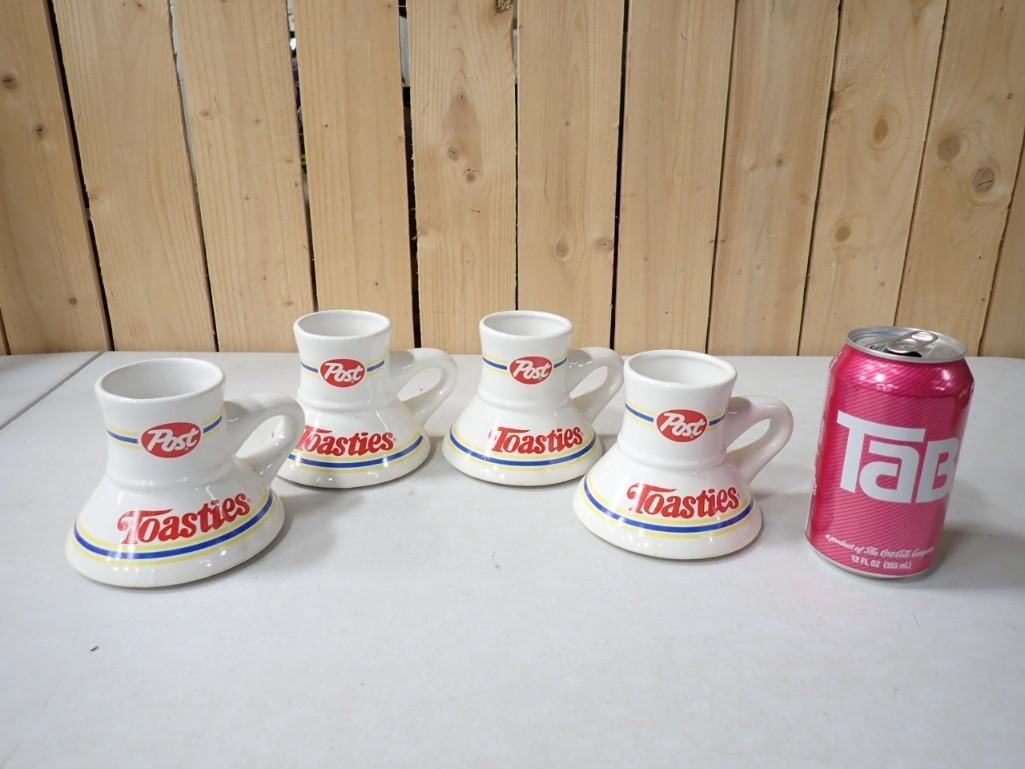 Vintage 1980 Promotional Post Toasties Mugs - 4 of them.: Vintage 1980 Promotional Post Toasties Mugs - 4 of them.