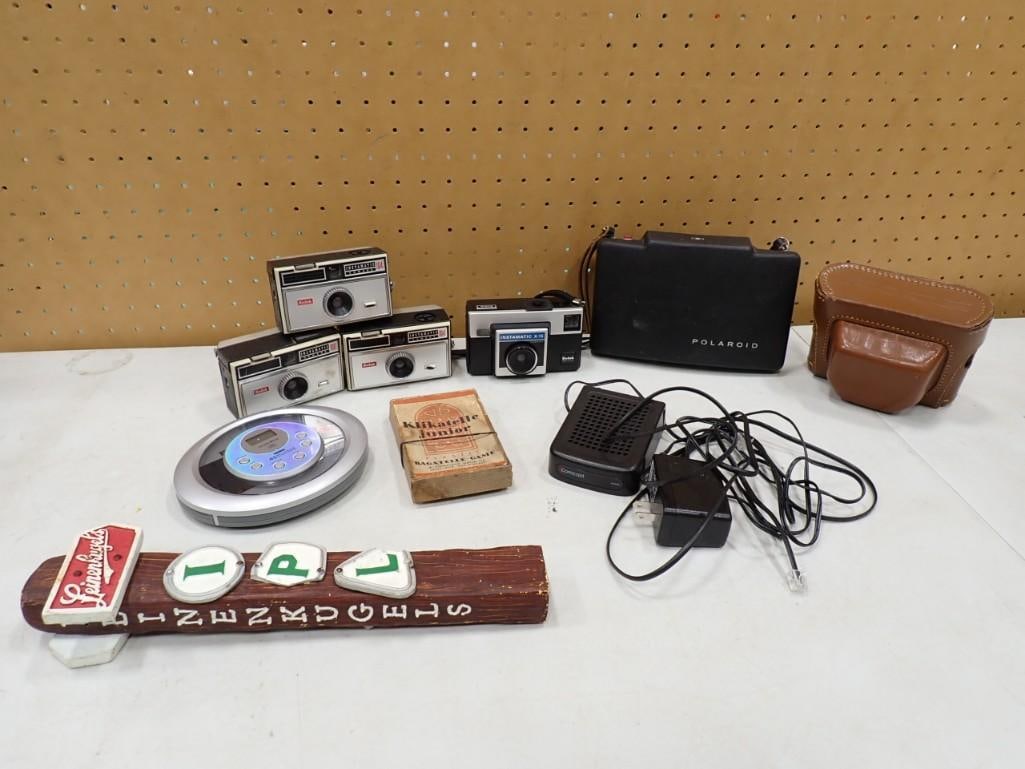 Cameras Etc incl Polaroid Automatic 100 Land Camera, Kodak 35, 3 Kodak Instamatic 104, (1 of 12)