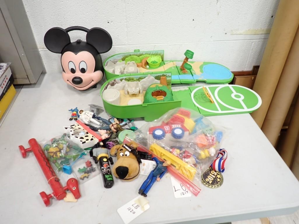 Toy Lot incl Mickey Mouse Lunchbox, Pokemon Toy, Scooby Doo, Vintage Wood Toy, Action Figures, etc (1 of 10)