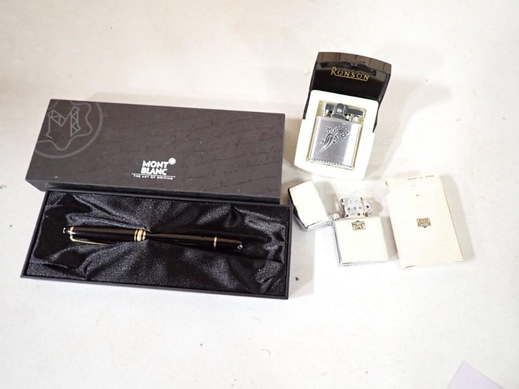 Mont Blanc Pen with Case , Hudson Lighter, Ronson Lighter: Mont Blanc Pen with Case , Hudson Lighter, Ronson Lighter