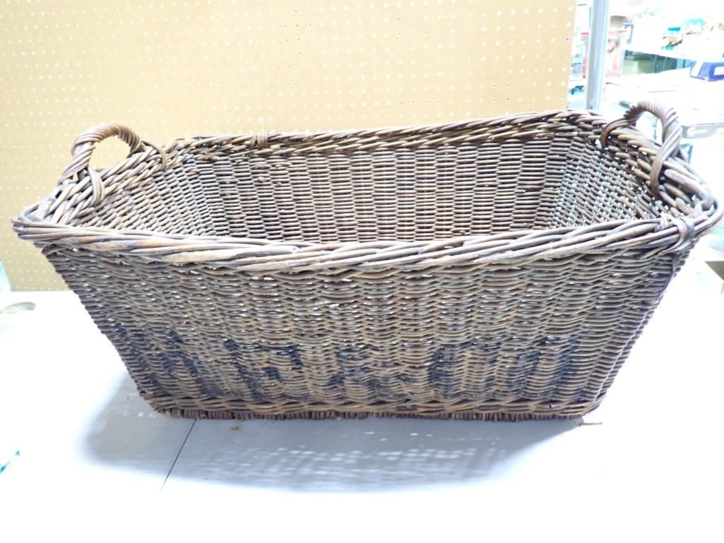 Antique Wicker Basket Stamped ME & CO 1905 (1 of 6)