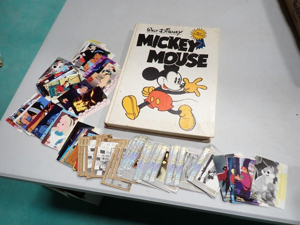Walt Disney Mickey Mouse Hardcover Comic Book and Lot of Disney Trading Cards (1 of 8)