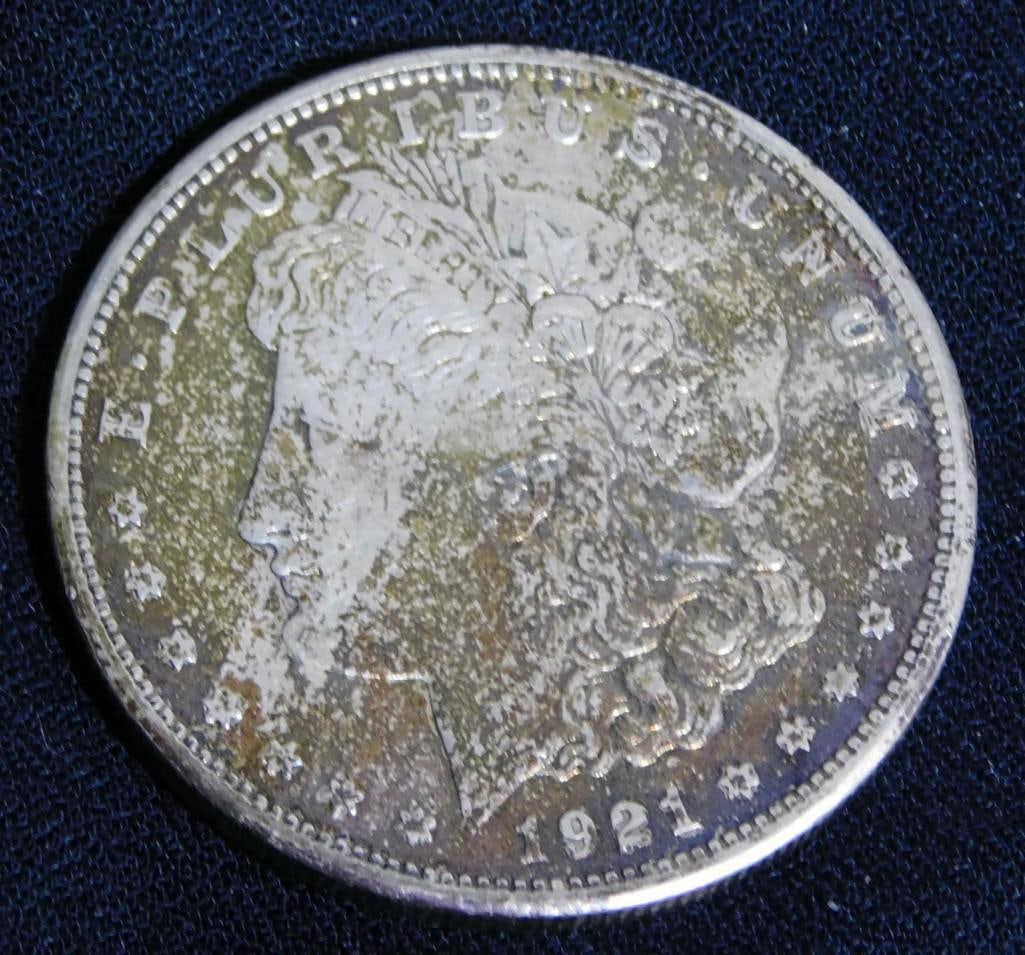 1921-S Morgan Dollar 90% Silver: 1921-S Morgan Dollar 90% Silver . Has some nice toning, especially on the back
