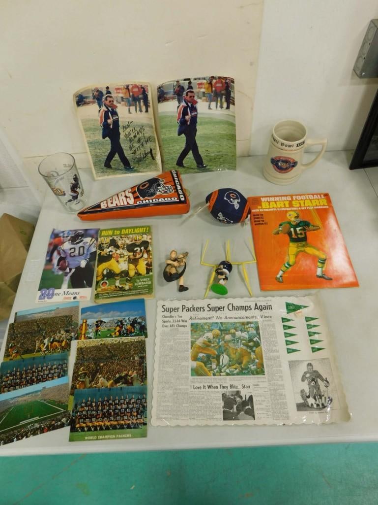 Sports Lot incl Inscribed Mike Ditka Print - No COA, 1967 Packers Placemat, (1 of 6)