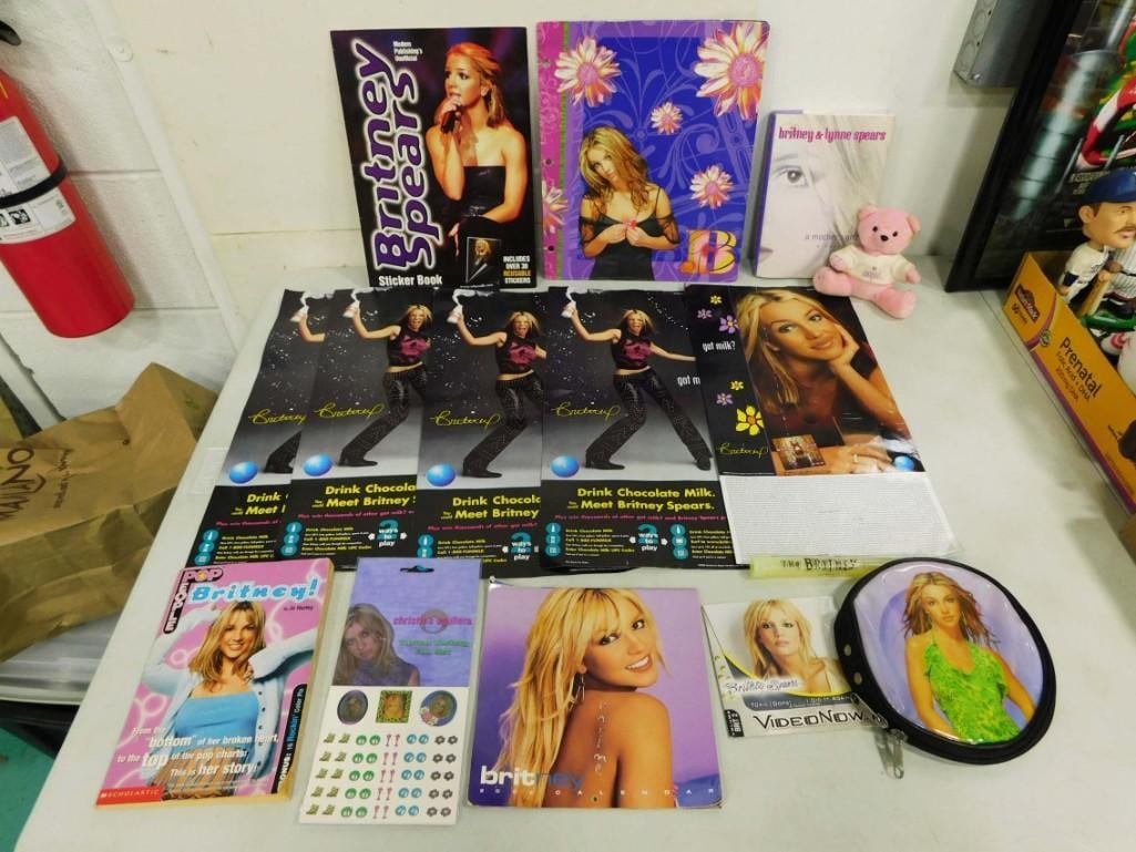 Britney Spears Collectibles incl Sticker Book, Plush Bear, etc: Britney Spears Collectibles incl Sticker Book, Plush Bear, Milk Ads, etc plus Christina Aguilera Sticker Variety Set