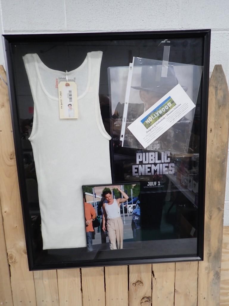 Original Screen Used Framed Johnny Depp Public Enemies T-Shirt with COA and Original Wardrobe Tag (1 of 8)