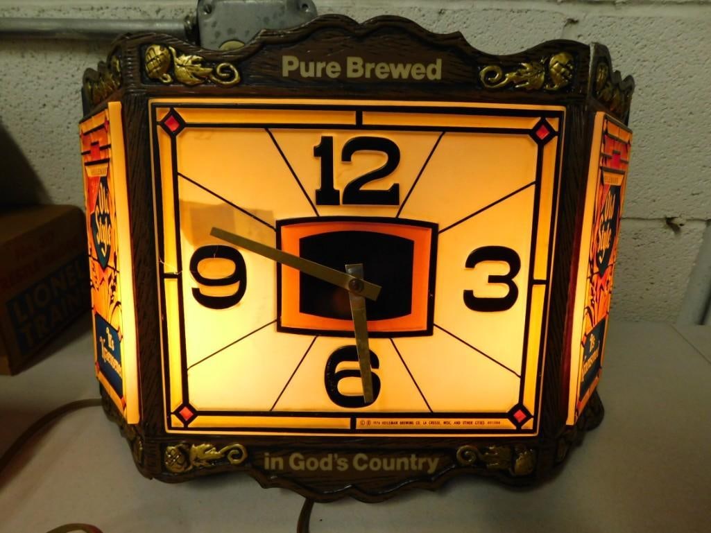 Vintage Old Style Beer Clock Light Bar Sign Works (1 of 8)