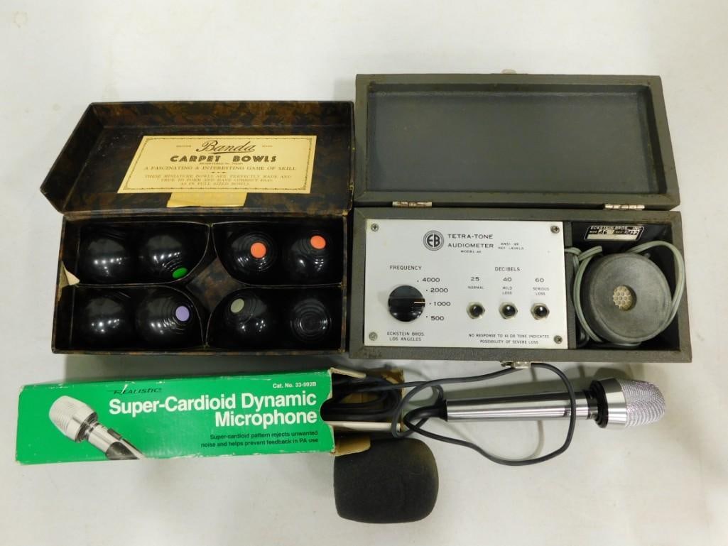 Old Electronics and Vintage Game incl Tetra-Tone Audiometer Model 46, Banda Carpet Bowls, (1 of 9)
