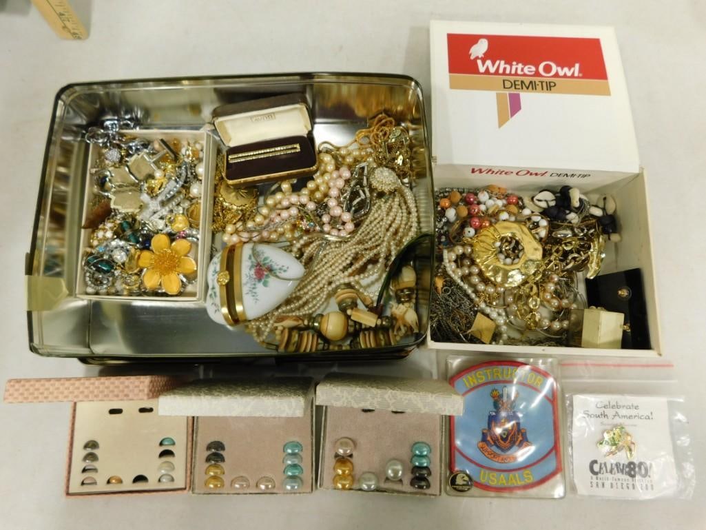 Lot of Costume Jewelry , USAALS Embroidered Patch, etc: Lot of Costume Jewelry , USAALS Embroidered Patch, Lady Ellen magnetic interchangeables, etc