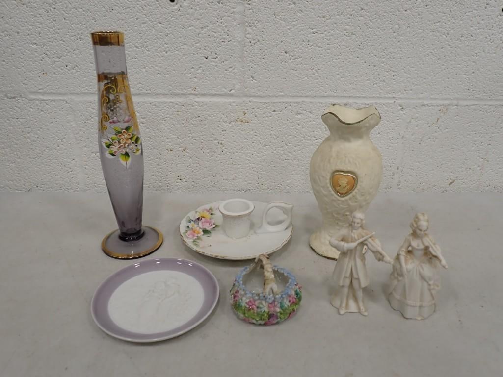 Misc. Porcelain / Ceramic / Glass lot including Lladro, Lefton, German, etc.: Misc. Porcelain / Ceramic / Glass lot including Lladro, Lefton, German, etc.