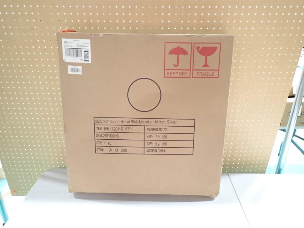 22" Round Wall Mount Mirror - Silver Color - New in box (1 of 4)