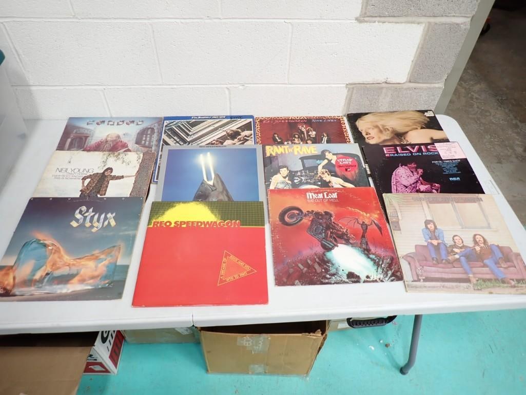 Vinyl Record Albums including Styx, Neil Young, REO Speedwagon, Meat Loaf, Elvis, Beatles (1 of 4)