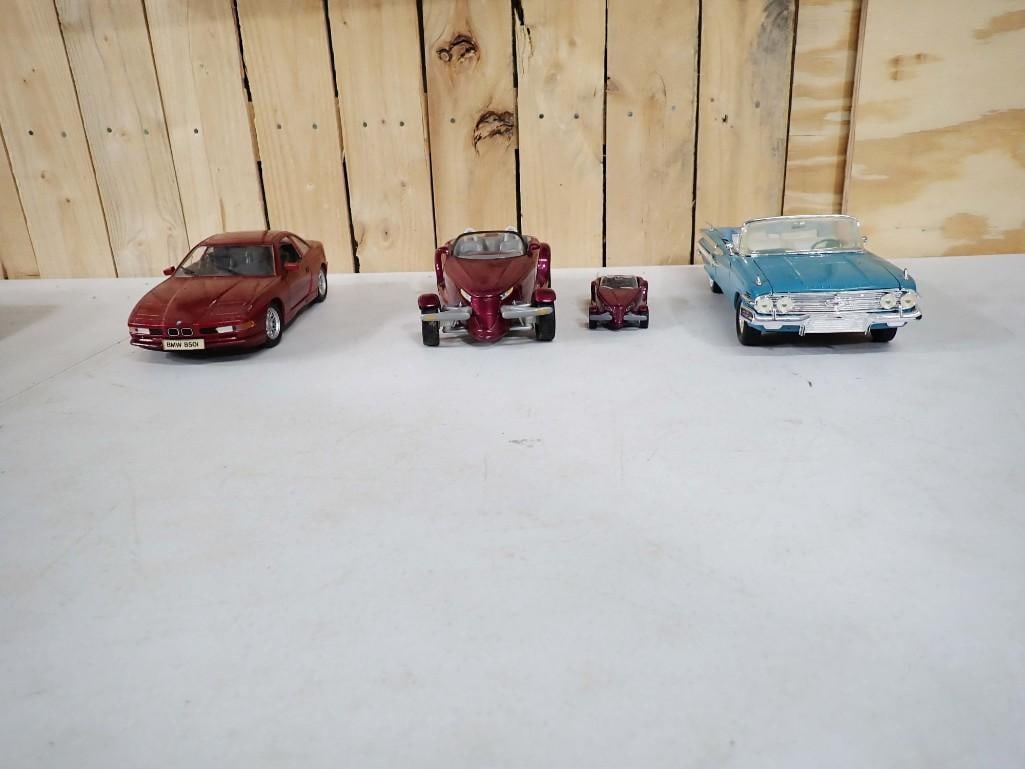 4 Die Cast Cars incl 1/18 Scale 1960 Chevy Impala Convertible Model, 1:18 Scale Maisto BMW (1 of 5)