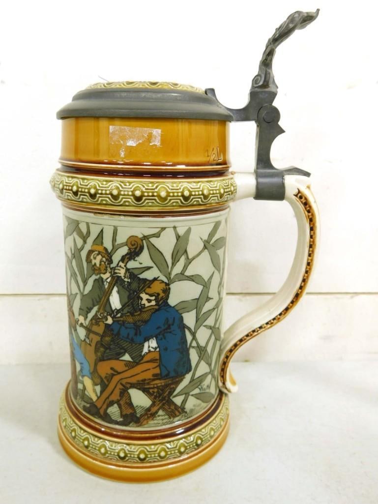 Mettlach Etched Beer Stein #1163 "Musicians" (1 of 7)