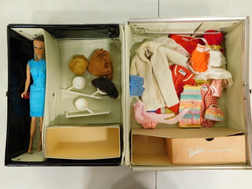 Vintage Barbie Doll Case W Clothes Accessories