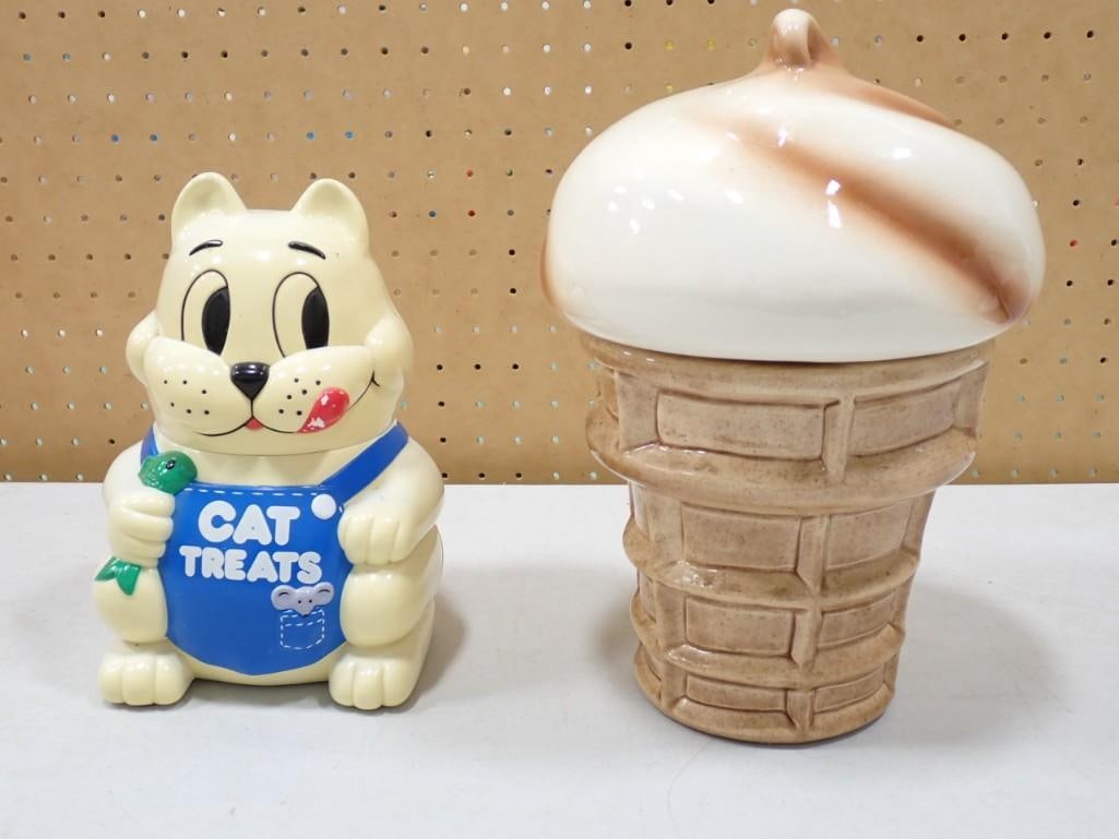 Ice Cream Cone Cookie Jar and Cat Treats Jar: Ice Cream Cone Cookie Jar and Cat Treats Jar