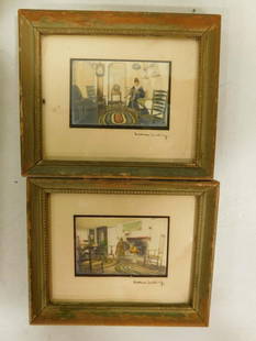 2 Wallace Nutting Watercolor Paintings Framed 6" x 4.75": 2 Wallace Nutting Watercolor Paintings Framed 6&#34; x 4.75&#34;