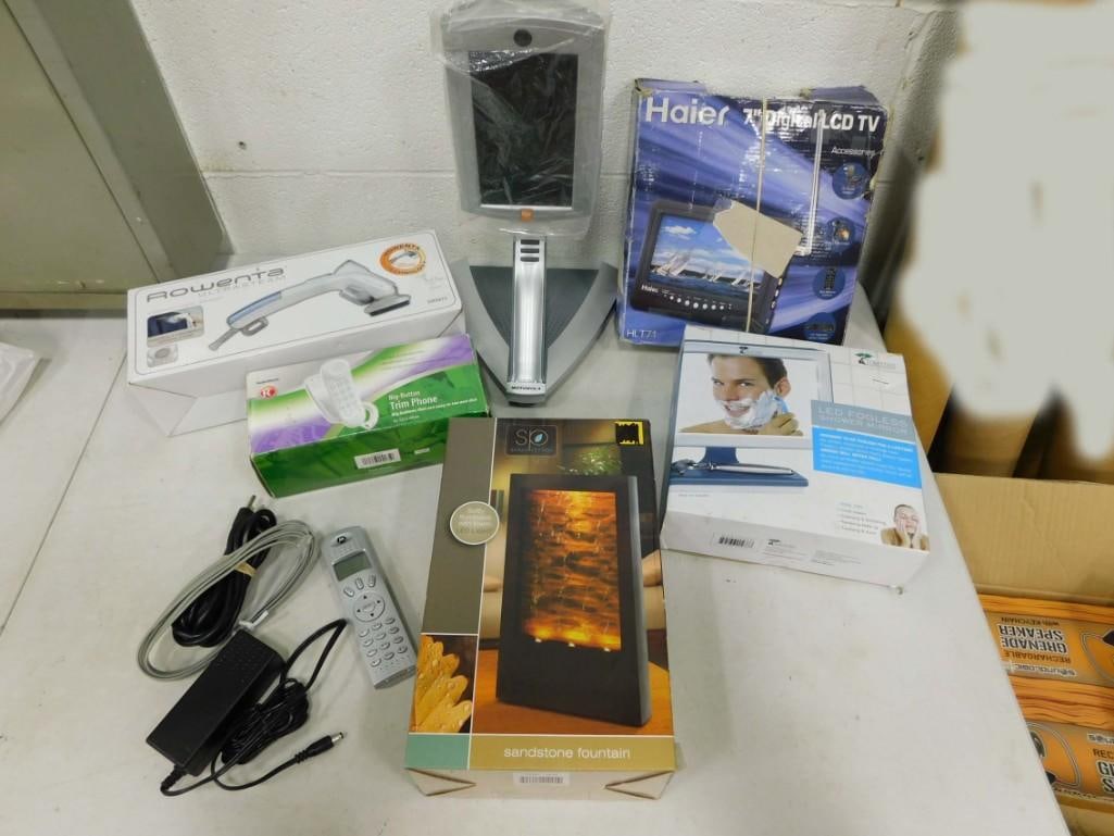 Electronics Lot incl Steamer, Telephones, Sandstone Fountain, Small LCD TV, Fogless Mirror, (1 of 4)