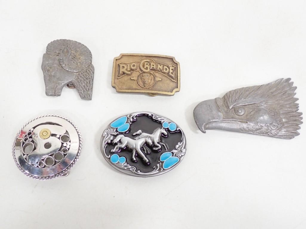 5 Belt Buckles incl 357 Magnum Bullet Handcrafted and Animal Belt Buckles (1 of 8)