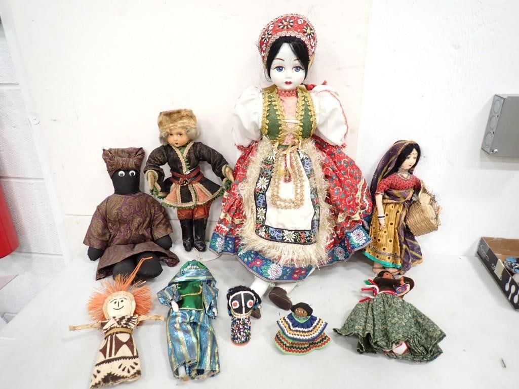 Vintage Native American, Zulu, Lenci Type Souvenir Ethnic Dolls Lot (1 of 9)